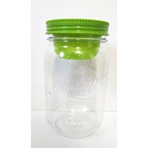Aladdin Plastic Mason Jar Tumbler 34 Oz with Green Snack Pack Lid